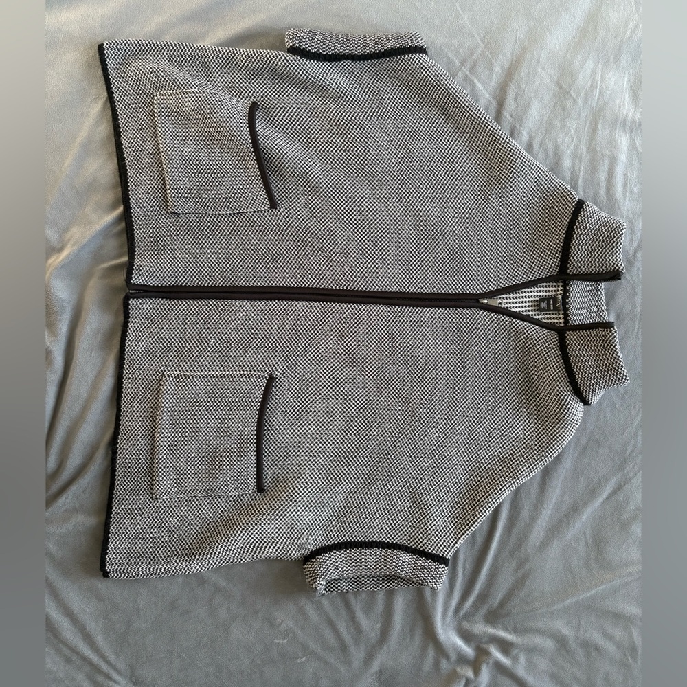 MIXIT Black & White Knit Zip-Up Oversized Cardigan Hoodie | One Size